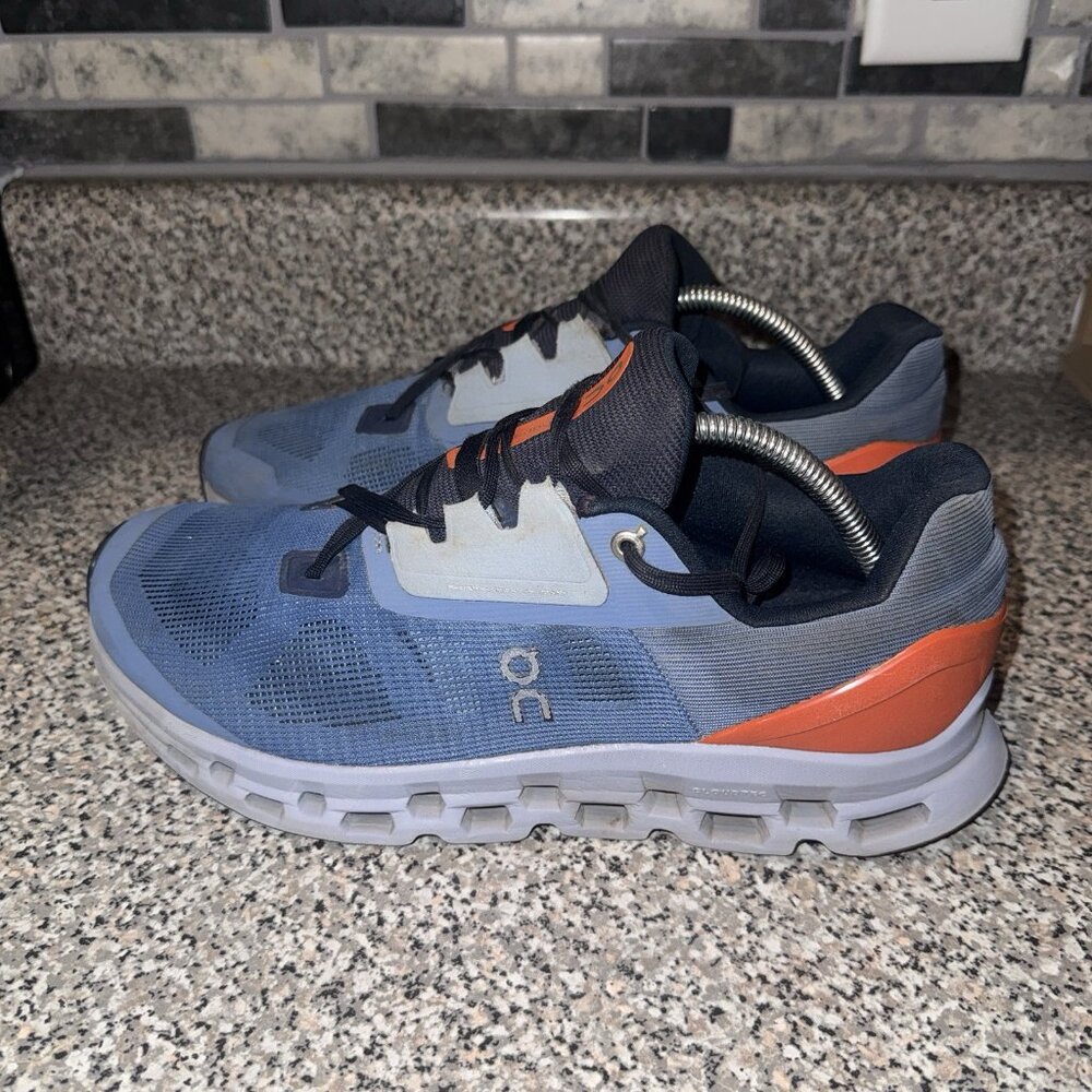 On Cloudstratus‎ Lake Blue Grey Orange Running Shoes Men’s Size 11.5
